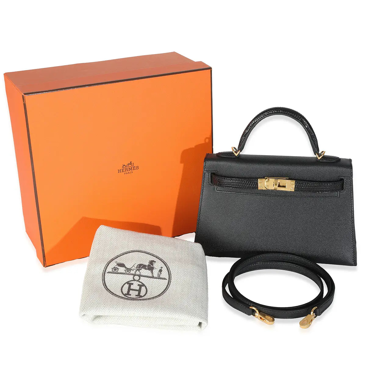 2024 Hermès Black Lizard Mini Kelly 20 Touch GHW