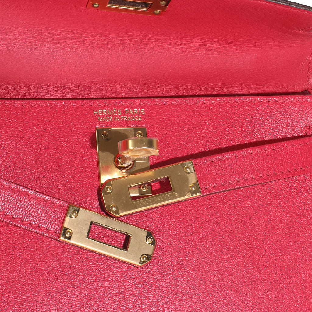 2020 Hermès Rose Extreme Chevre Chamkila Mini Kelly 20 GHW