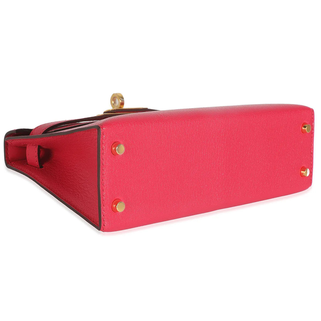 2020 Hermès Rose Extreme Chevre Chamkila Mini Kelly 20 GHW