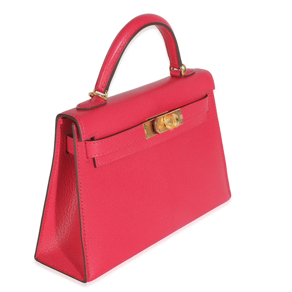 2020 Hermès Rose Extreme Chevre Chamkila Mini Kelly 20 GHW