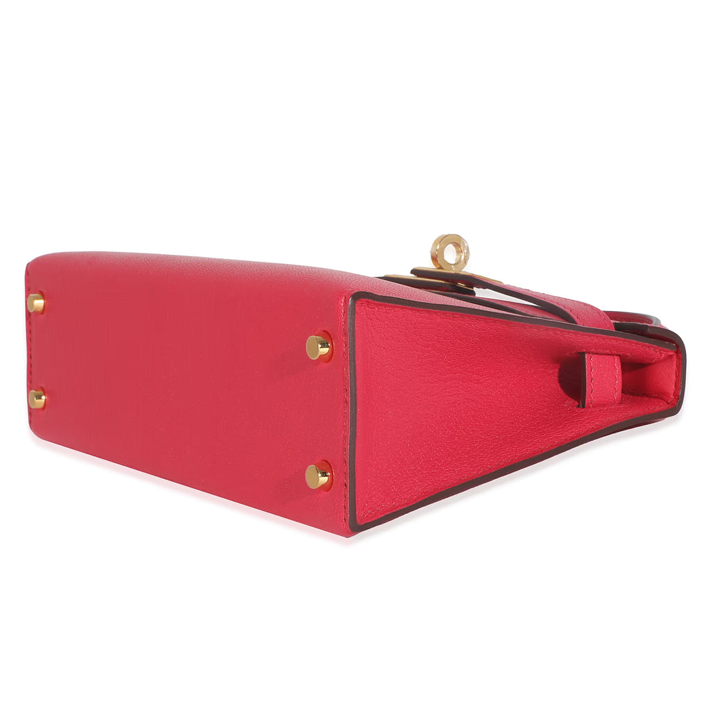 2020 Hermès Rose Extreme Chevre Chamkila Mini Kelly 20 GHW