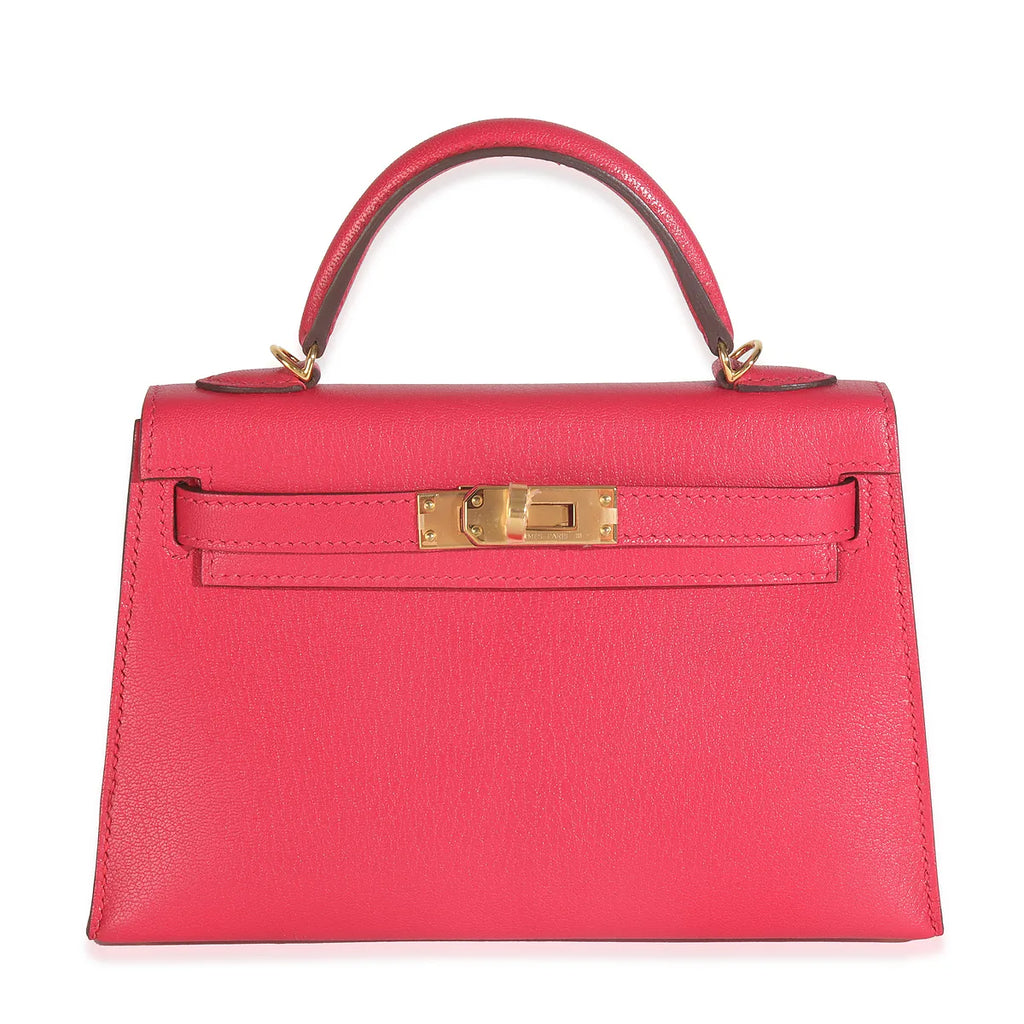 2020 Hermès Rose Extreme Chevre Chamkila Mini Kelly 20 GHW