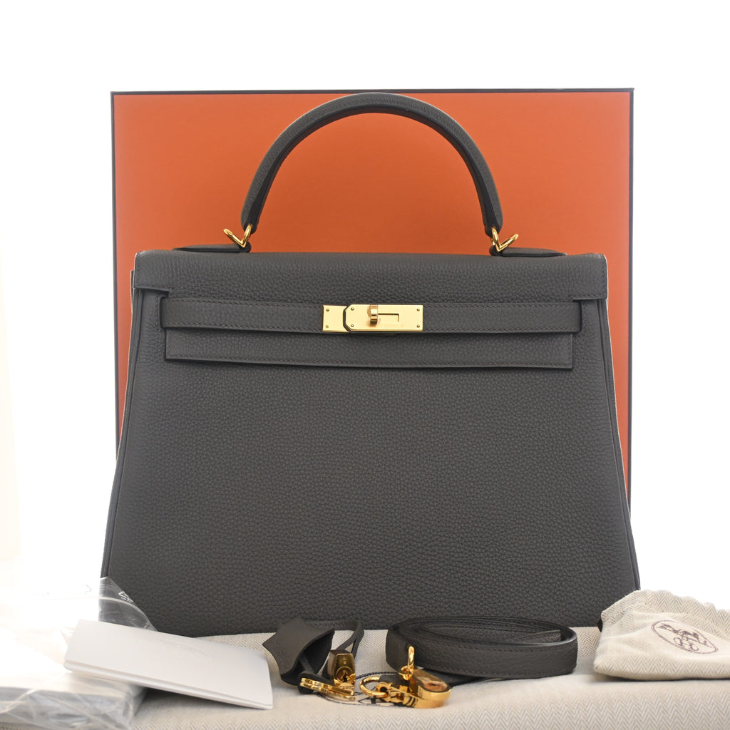 Hermès Gris Étain Togo Kelly 32 (GHW | 2021)